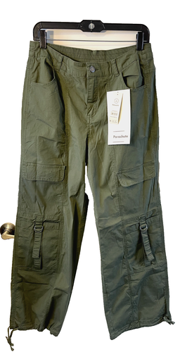 NWT No Boundaries Pants Womens S 4-6 Green Cargo Loose Baggy Y2K Grunge