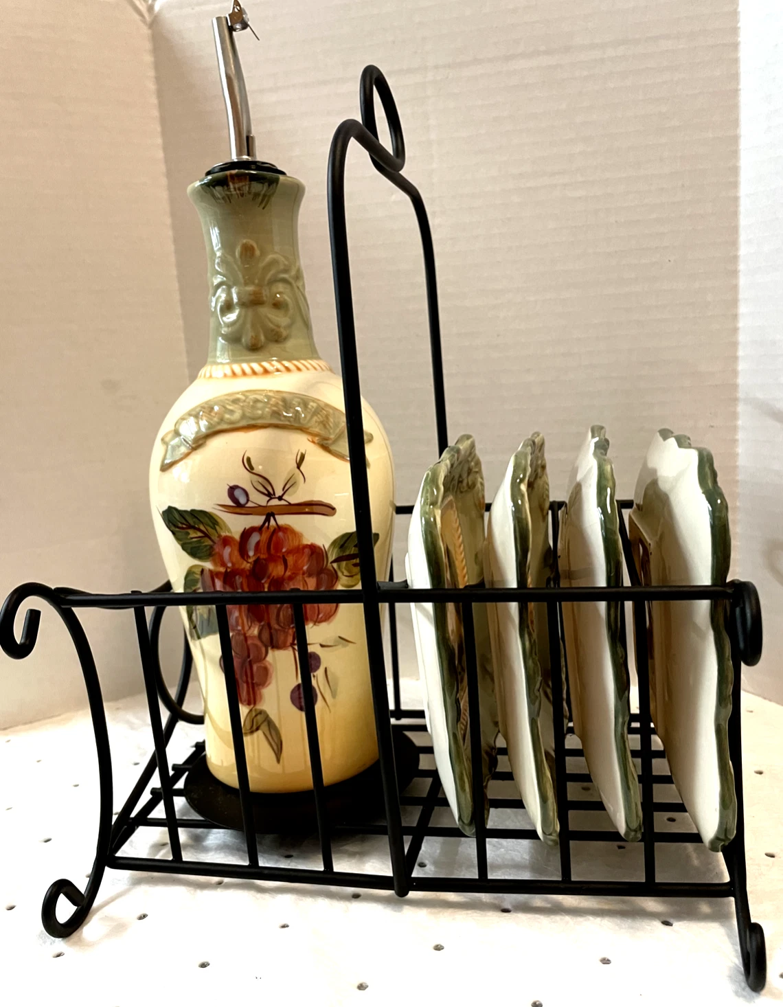 Pamela Gladding Toscanna oil dispenser with 4 saucers and rack