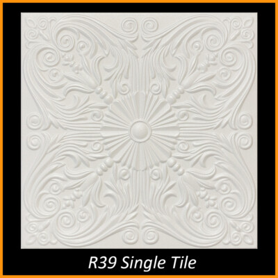 DIY Ceiling Tiles, Glue Up, Foam, 20x20 R39 Victorian White Pack of 96 (253 s/f)