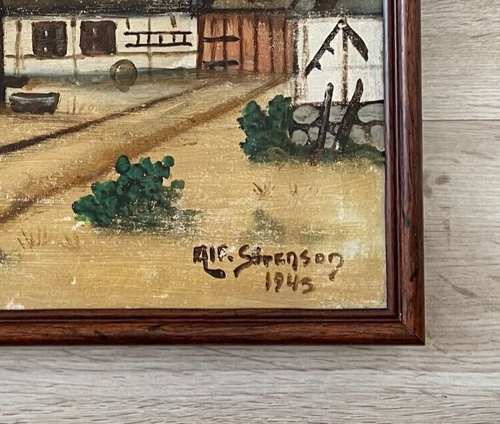 Tableau ancien huile encadré signé - Photo 10/11