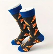 Men's Pizza Socks-Mid Calf- One Size- Fun Cotton Socks 