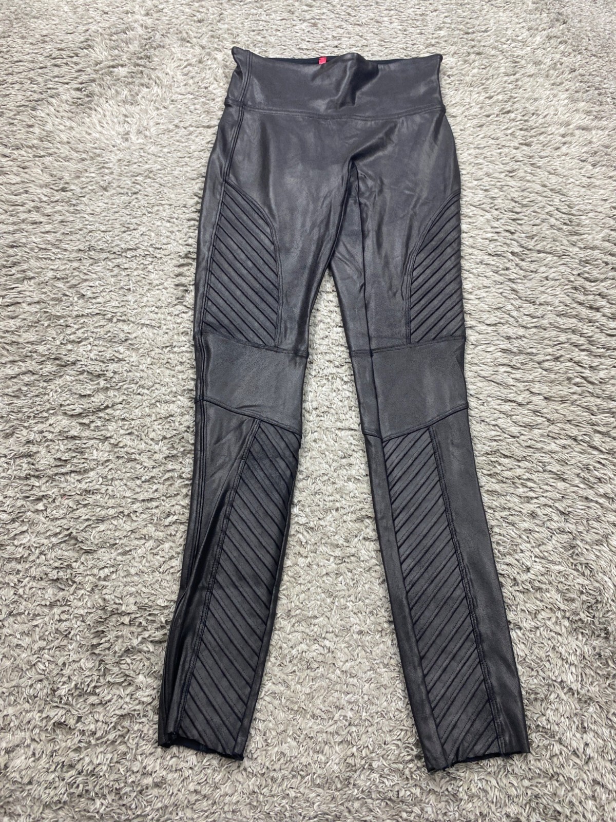 Spanx Faux Leather Moto Leggings Women XS Black Pull On Grudge Whimsy Yoga Pants