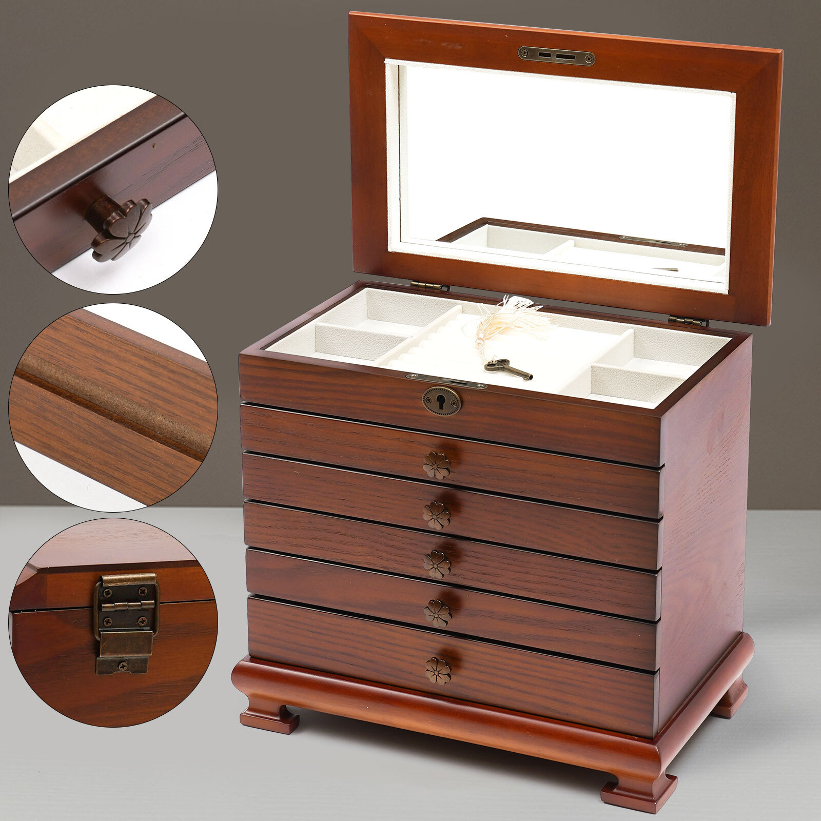 Jewelry Box Organizer for Women Girls Large Jewelry Storage Case with Drawers-image