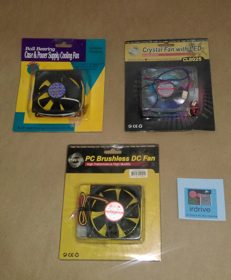 NEW 3-pack: Evercool 80mm 3pin & Molex 4pin Ball Bearing PC Case Cooling Fans - Image 2 of 4