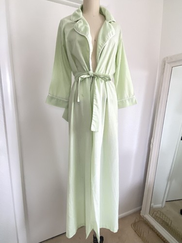 70s Vintage Lime Green Stripes Long Wrap Robe Swim Cover Up - S - LESEN - Bild 1 von 8