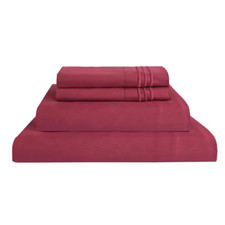 3 Piece Burgundy Microfiber Twin Bed Sheet Set