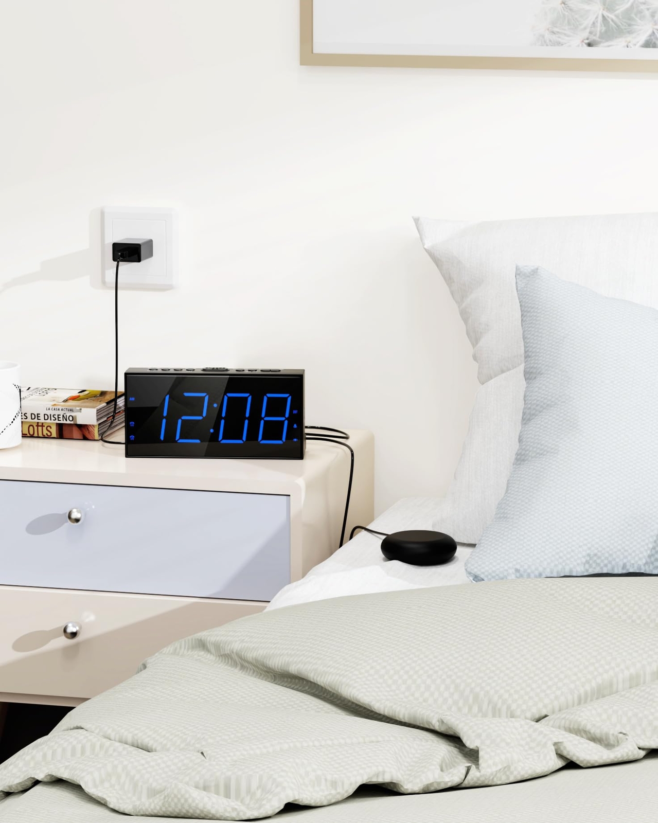 	Extra Loud Alarm Clock Bed Shaker for Heavy Sleepers Hearing Impaired Deaf T...
