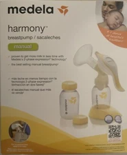Medela Harmony Manual Breast Pump - 2 Bottles - Yellow - Perfect Condition