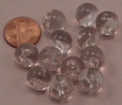 12 Small Clear Translucent Plastic Ball Buttons Almost 1/2'' 12mm  # 6623