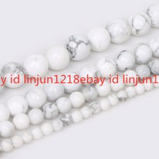 6mm 8mm 10mm 12mm Round White Howlite Turquoise Gemstone Beads Craft Strand 15"