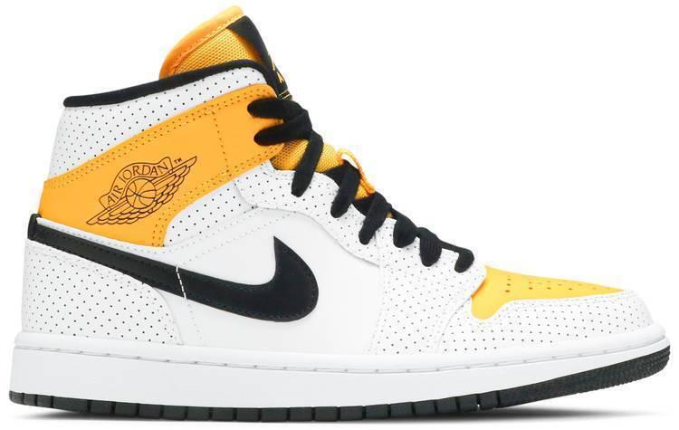 Jordan 1 Mid Perforated - White University Gold for Sale