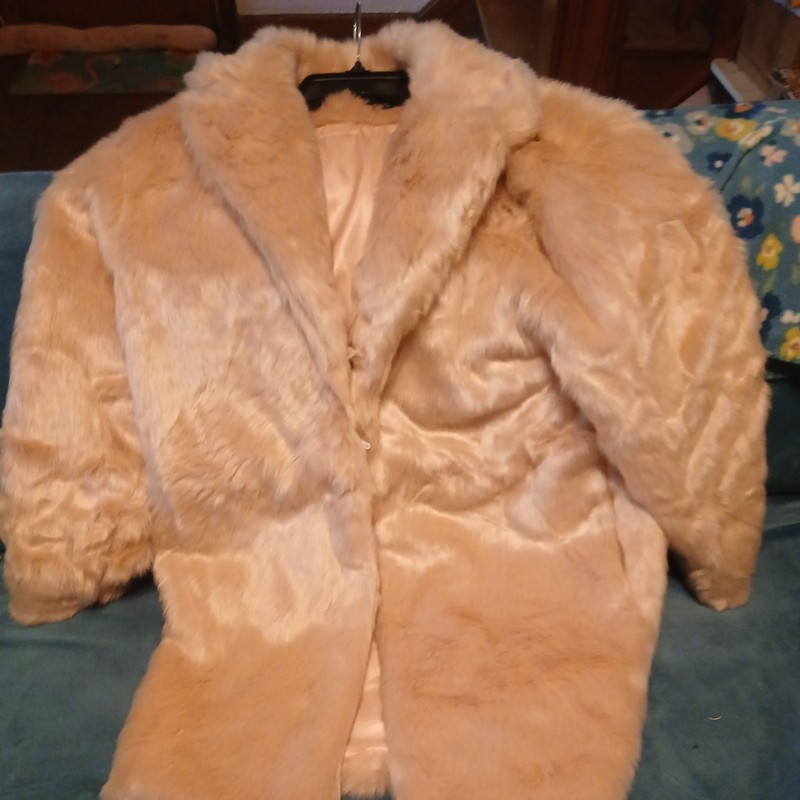 LANSHIFEI Soft Pink Faux Fur Coat Punk Rock Winter Size Large excellent