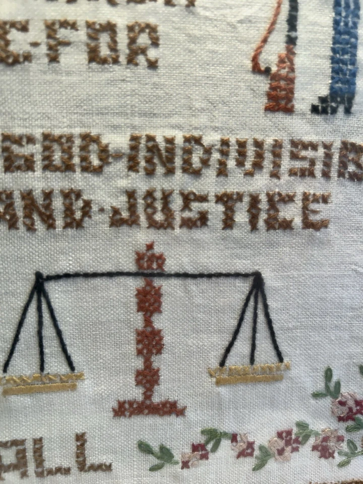 Needle Point Cross Stitch Sampler: Pledge Of Alliance To The Flag Patriotic - Image 4 of 4
