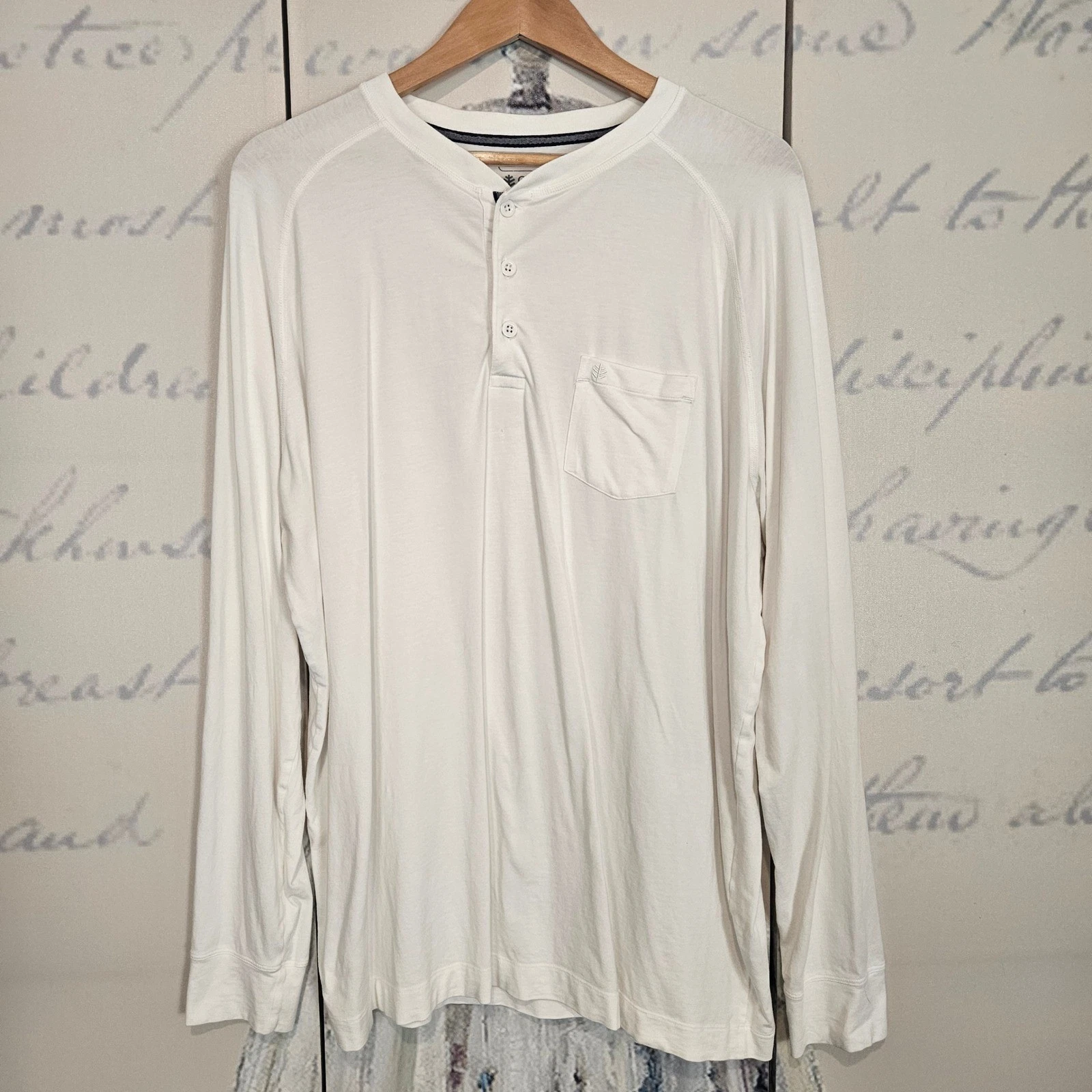 Coolibar Mens Long Sleeve Henley Shirt UPF 50 Sun Protection White XL