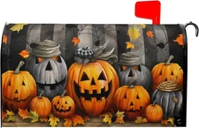 Halloween Pumpkin Mailbox Covers Magnetic Standard Size 21x18 Inch Halloween Mai