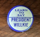 1940 Wendell Willkie Lot 7 Buttons & Token - If I Were 21 Key Charm - Excellent — photo 9