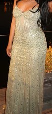 Sage Green Bedazzled Prom Dress