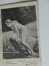 AK  Sylphide.Frau,barbusig,Wasser,Stein,Blume...