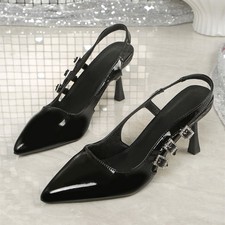 Women's Slingback Stiletto Heels Pointed Toe Slip On Pumps Casual Dress Shoes