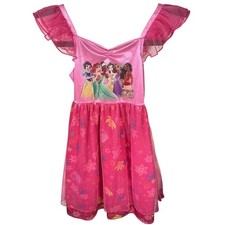 Disney Princess Pink Dress Kids Size 6 Nightgown Costume Jammies Floral Mesh