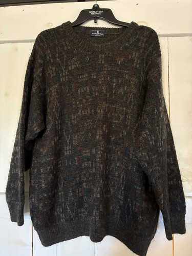 Ermenegildo Zegna, vintage 90's Ermenegildo Zegna Sweater Mens XL Moody Brown Blue Wool Knit Italy