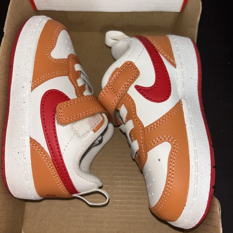 Nike Court Borough Low 2 TD Sail Hot Curry Nuevo Talla 6C BQ5453-119 Foto 2 de 4