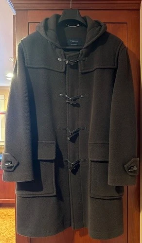 BURBERRY London Duffle Coat Mens Medium Olive Brown Toggle Hooded Jacket image 2