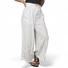 Tahari White Wide Leg Pants with Drawstring Waist