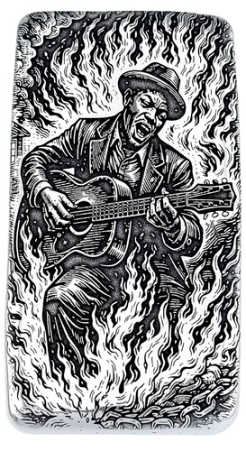 10 ozt 999 Fine Silver Art Bar - HELLHOUND BLUES - ADAMO TECHNE