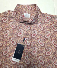 278 New EMANUEL BERG Modern Fit Sport Shirt Men 2XL XXL 18 46 Red Beige Paisley
