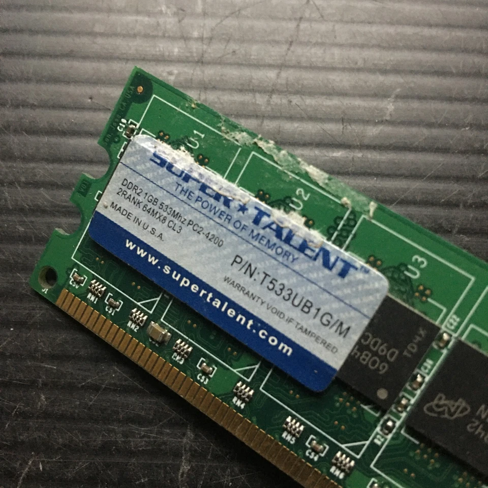 Super Talent 1GB DDR2 533MHz PC2-4200 2Rx8 T533UN1G/M Desktop Memory Made IN USA - Image 3 of 3