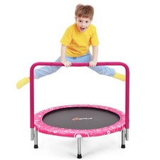 36" Kids Trampoline Rebounder W/Full Covered Handrail  Pad Indoor Outdoor Pink