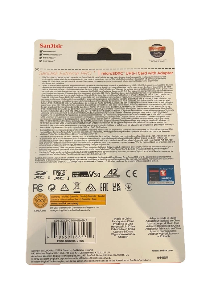 Micro SD Card SanDisk Ultra Extreme Pro MicroSDXC UHS-I Memory Card MicroSDHC - Image 2 of 2