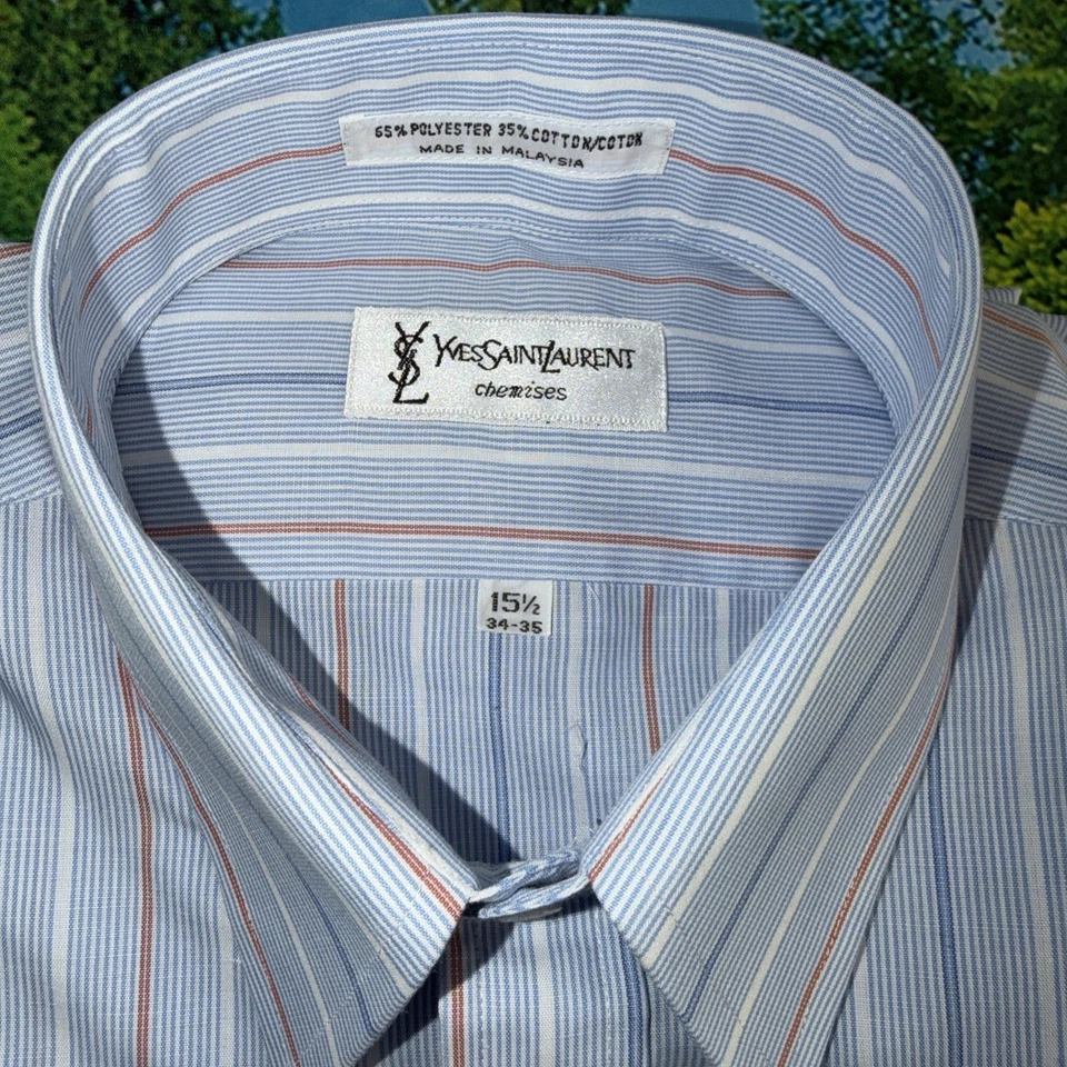 Camisa YVES SAINT LAURENT Chemises Nueva Stock Antigua Para Hombre 15.5 Azul Medio 34-35 Foto 3 de 4