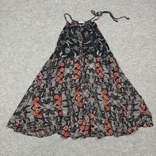 Intimately Free People Dress Womens Small Black Floral Rayon Halter Sundress