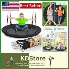 40" Outdoor Saucer Tree Swing with Adjustable Ropes & Spinner, Supports 700 lbs