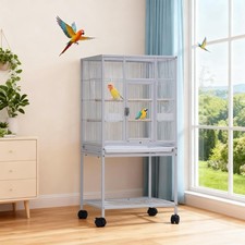 41 Inch Bird Cage with Storage Shelf Slide Out Tray Feed Bowls Parrot Cage