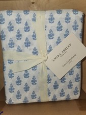 Laura Ashley Francesca Blue Queen size Sheet Set Elegant Percale Collection New