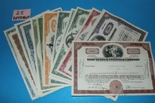 Stock Certificates 25 different Great Variety BlueLakeStamps Beautiful