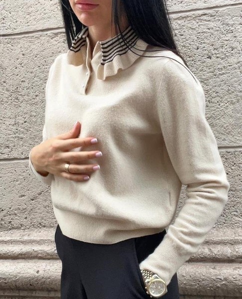 Women Sandro Paris Sweater Beige Wool XS