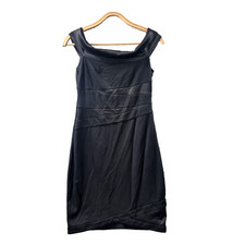 HALSTON HERITAGE Dress Womens Size S Black Stretch Knit Off the Shoulder Bodycon