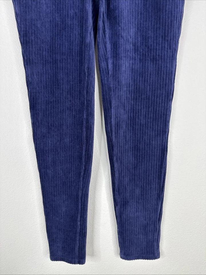 Denim & Co Regular Smooth Waist Knit Cord Leggings Size XXS Navy Blue NEW - Image 3 of 4