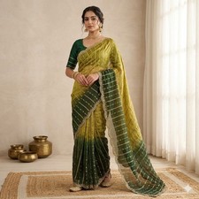 Bollywood Designer Sari Bridal Silk Saree Blouse South Indian Party Wear Saree