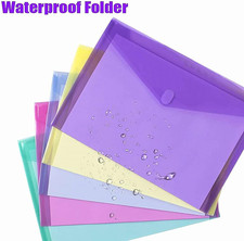 12 Pack Plastic Envelopes File Folders, Plastic Folders with Pockets, Colored...