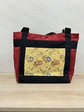 Vintage Tapestry Tote Bag Floral Print Top Handle Retro Medium Size