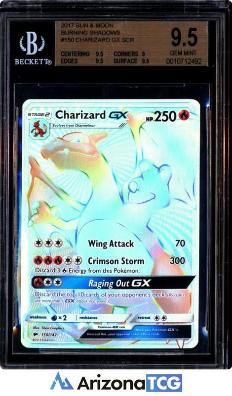 Pokemon 2017 Charizard GX 150/147 Rainbow Rare Burning Shadows GEM MINT BGS 9.5