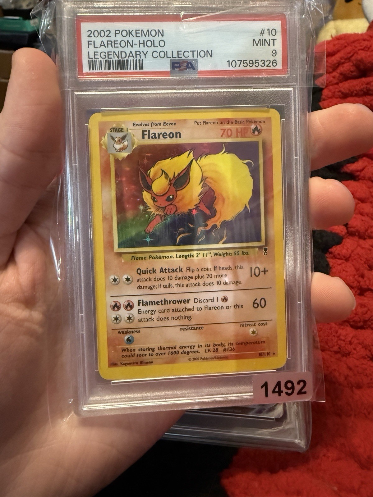 2002 Pokemon Flareon HOLO Legendary Collection #10 MINT Graded PSA 9