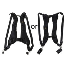Black Double Dual Camera Shoulder Strap Quick Rapid Sling Belt Adjustment