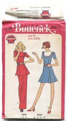BUTTERICK 6572 JUNIORS' Dress, Tunic & Pants in 2 Lengths SZ 11 BST 33 1/2 UNCUT