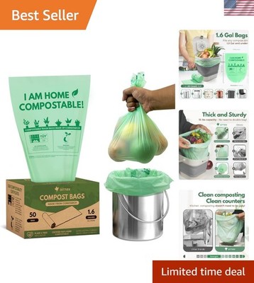 Small Compost Bags 1.6 Gal - 50 Compostable Kitchen Trash Bags for Countertop...